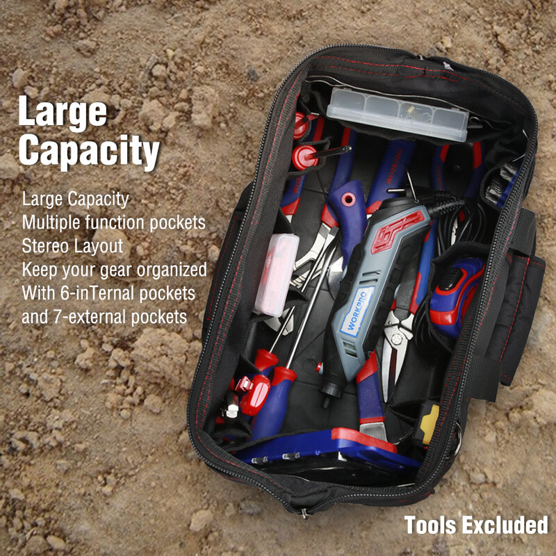 WORKPRO حقائب السفر مقاوم للماء الرجال حقيبة كروسبودي حقيبة أدوات حقيبة سعة كبيرة للأدوات الأجهزة شحن مجاني