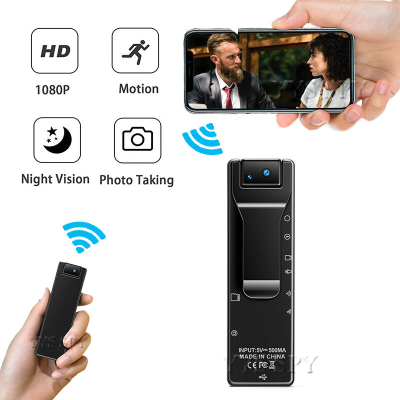 Minicámara de visión nocturna IR con Wifi, H.265, 1080P, alarma de movimiento, grabador DVR, microcámara secreta de bolsillo, compatible con TF Ca oculta