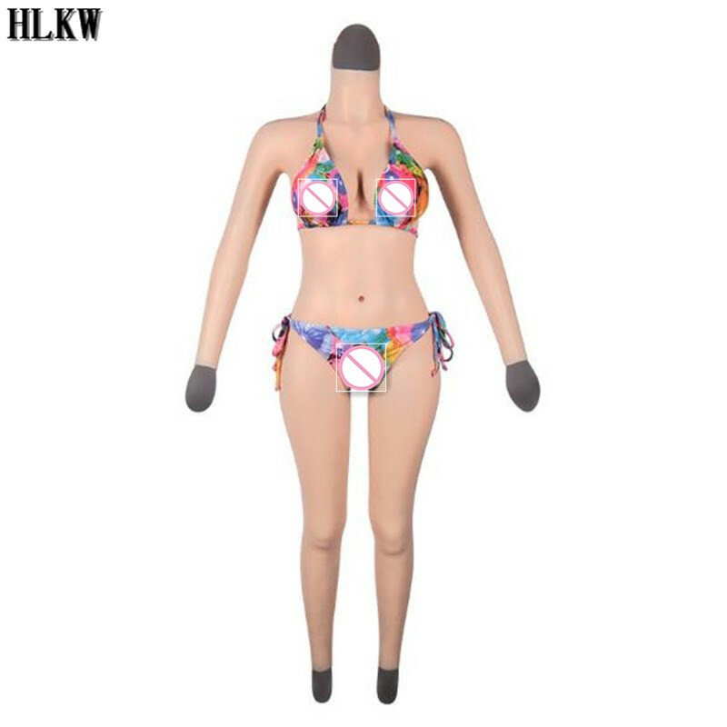 Hot Nieuwe Siliconen Bodysuit Met Arm Crossdresser Zijde Katoen Borstprothesen Fake Vagina Shemale Drag Queen Volwassenen Cosplay Rollenspel