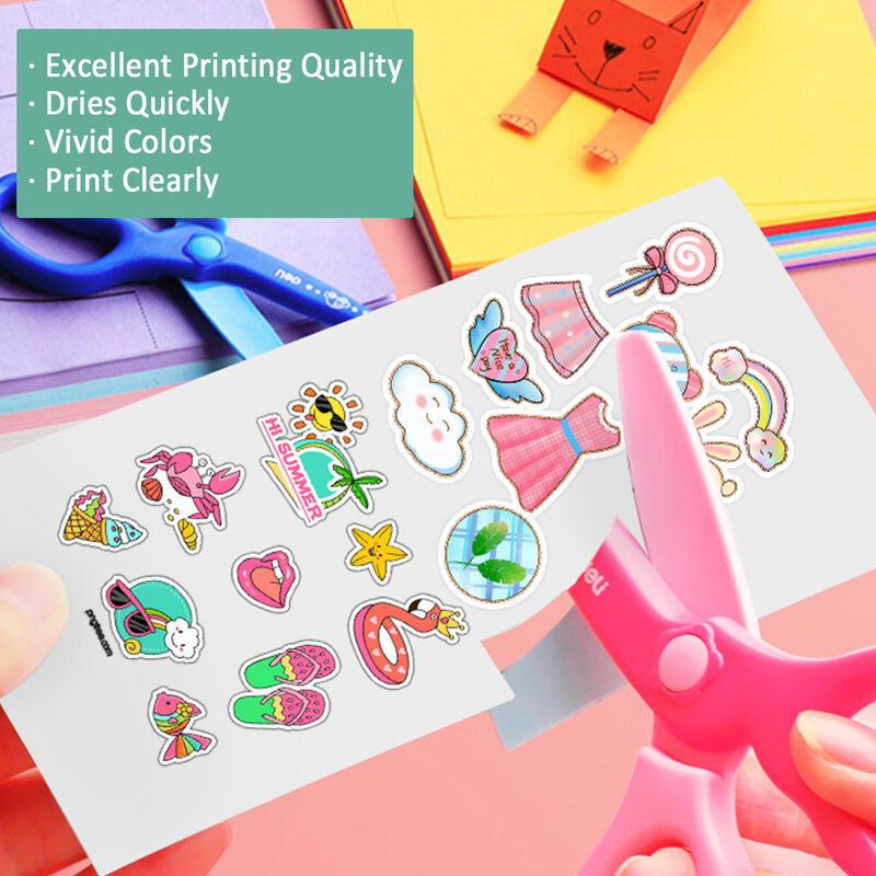 50 Sheets Glossy Printable Vinyl Sticker Paper A4 Self-adhesive Print Sticker 210mm x 297mm work for Inkjet Printer DIY Label