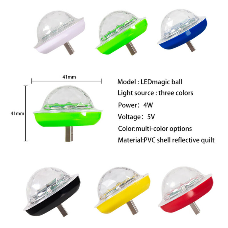 VnnZzo-Mini lampe de scène LED USB Chang DJ, boule lumineuse colorée portable pour fête de famille, bar, lampe à effet de scène de club