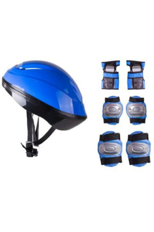 Mannen Blauw Helm Knie Pad Elleboog Protector Set