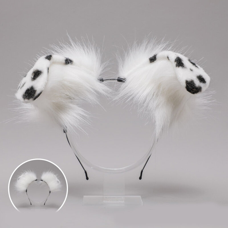 Tocado de orejas de perro peludas para mujer, diadema de felpa hecha a mano de Anime para Halloween, accesorios de Cosplay de Navidad