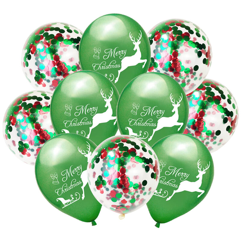 10 pçs 12 Polegada novo papai noel cervos impresso látex balões vermelho verde confetes bolas hélio globo natal decoras festa de natal deco