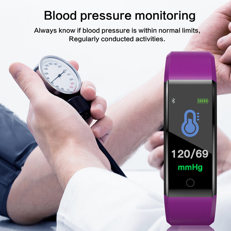 Nowy inteligentny zegarek mężczyźni kobiety pulsometr pomiar ciśnienia krwi Smartwatch Sport Watch dla + BOX