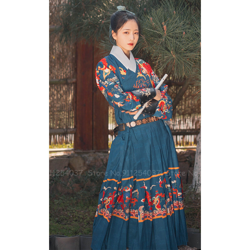Традиционное платье династии Мин ханьфу для мужчин и женщин, халат в китайском стиле с принтом дракона и журавля, платье для пар, ретро платье, костюм для косплея