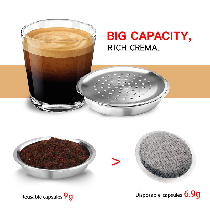 Stainless Steel Coffee Capsule Reusable Coffee Machine Filter Suitable for Senseo System Philips Espresso Crema Maker with Spoon