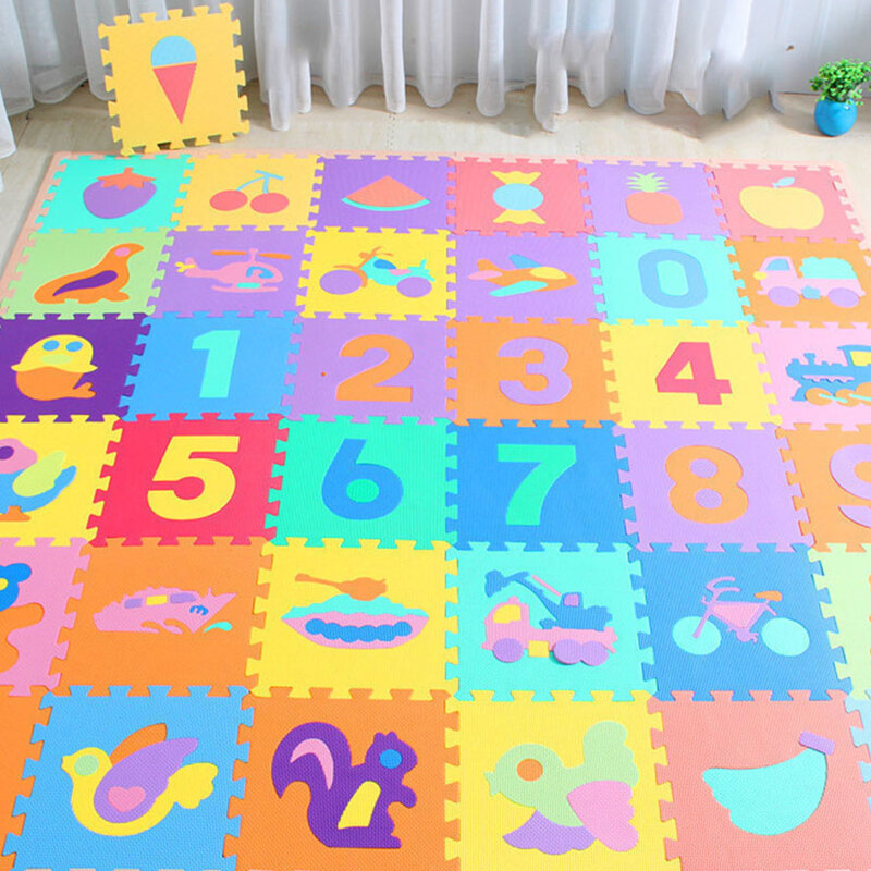 10 Pçs/set 30*30cm Número Padrão Animal Do Bebê Esteira do Jogo de Puzzle Brinquedos Para Crianças dos miúdos EVA Espuma Yoga Rastejando Tapetes Tapete