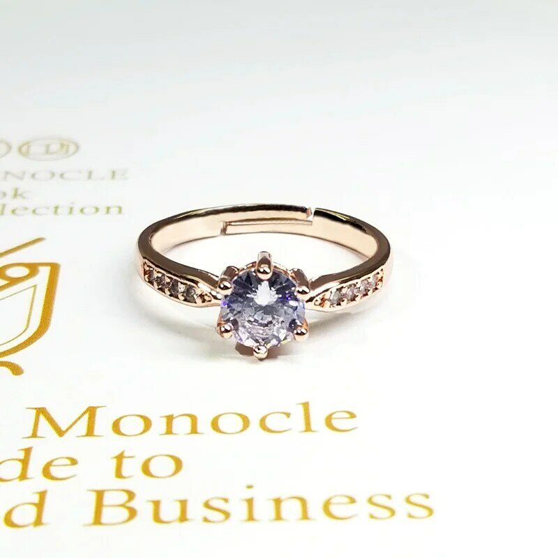 Moda coreana OL Six Prong Diamond Ring Casal Cobre Banhado a Prata Micro Incrustados Corações e Setas Casamento Proposta Jóias