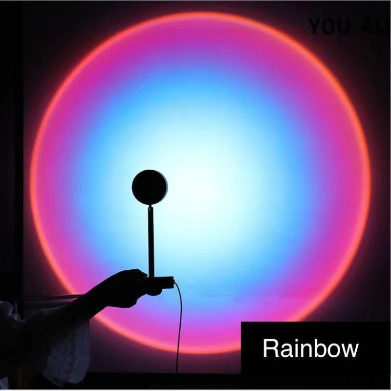 INS USB Sunset Projector LED Night Lamp Sun Projection Desk Light Rainbow Atmosphere Live 5V Sun Never Sets Big Optical Lens