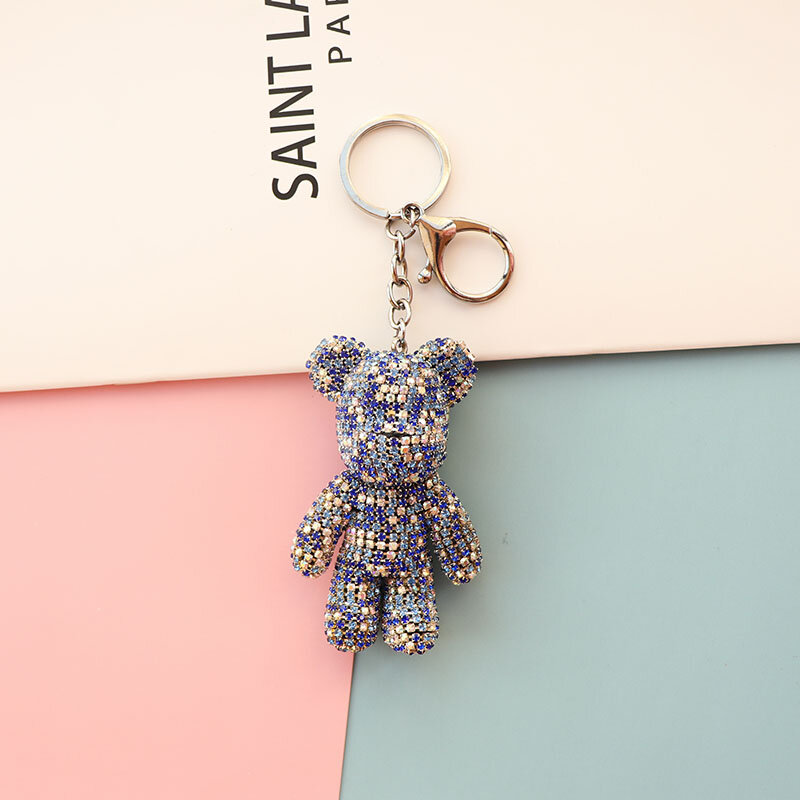 2020 nouveau Bling ours porte-clés pendentif voiture porte-clés sac téléphone porte-clés bande dessinée poupée porte-clés mode bijoux cadeau pour les femmes