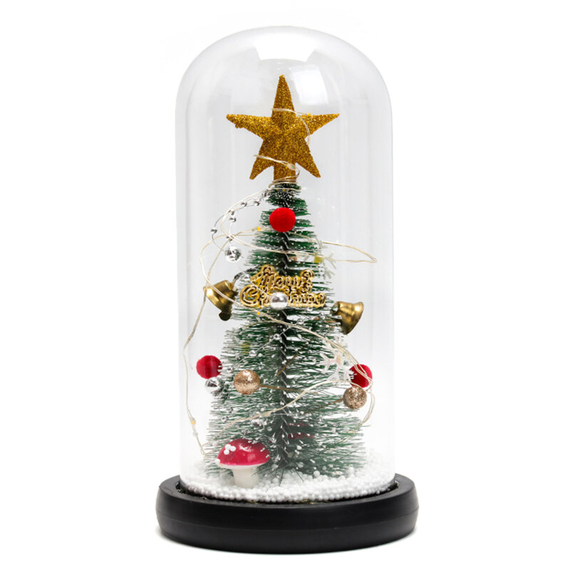 Pohon Natal Penutup Kaca Lampu LED Kreatif 1 Buah Ornamen Dekoratif Gaya Baru