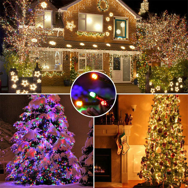 Guirxiété lumineuse LED étanche à piles, lumières dégradées, lumière de Noël, décoration extérieure, vacances, fête de mariage, 8 modes, 10m, 20m