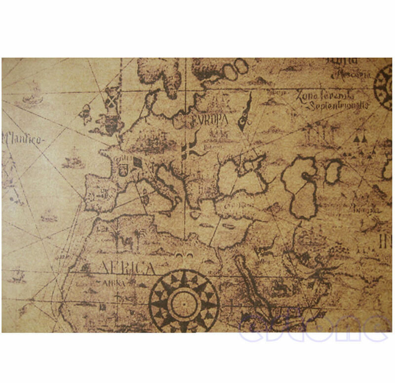 ขนาดใหญ่สไตล์วินเทจ Retro โปสเตอร์กระดาษ Globe Old World แผนที่ของขวัญ 71x51 ซม.Q6PA