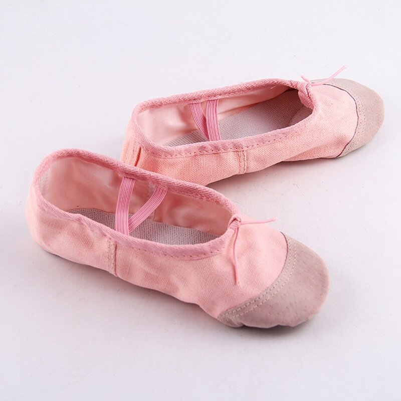 Zapatillas de baile de Ballet para niñas, zapatos de gimnasia de Yoga, suela dividida, lindos y suaves, color rosa, talla 22-30