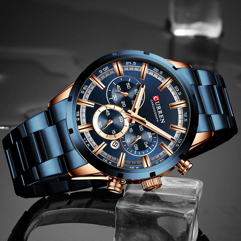 CURREN Мужские часы Топ бренд класса люкс Спортивные кварцевые мужские часы полностью стальные водонепроницаемые наручные часы с хронографом для мужчин Relogio Masculino