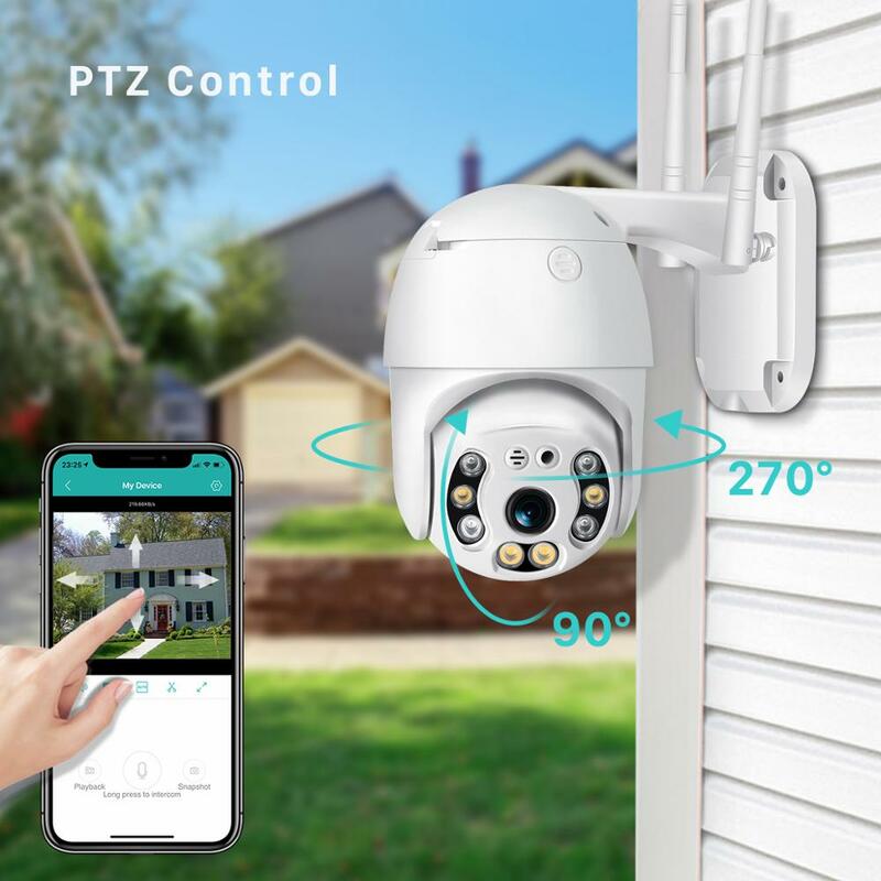 Cámara IP PTZ de 5MP para exteriores, videocámara de seguridad para el hogar con Zoom Digital de 1080P 4X, domo de velocidad, WiFi, Audio, detección humana IA