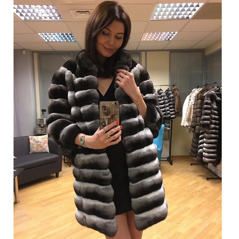 女性のためのウサギの毛皮のコート,自然な再封の毛皮のジャケット,冬のアウトドアウェア,人気の3つのスタイルのオーバーコート