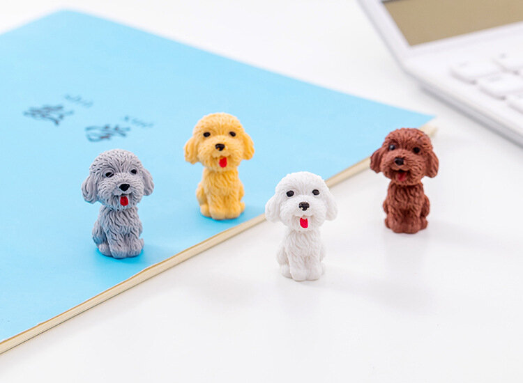 1pc Cute Teddy Dog Eraser Pencil Eraser forniture di cancelleria per studenti all'ingrosso