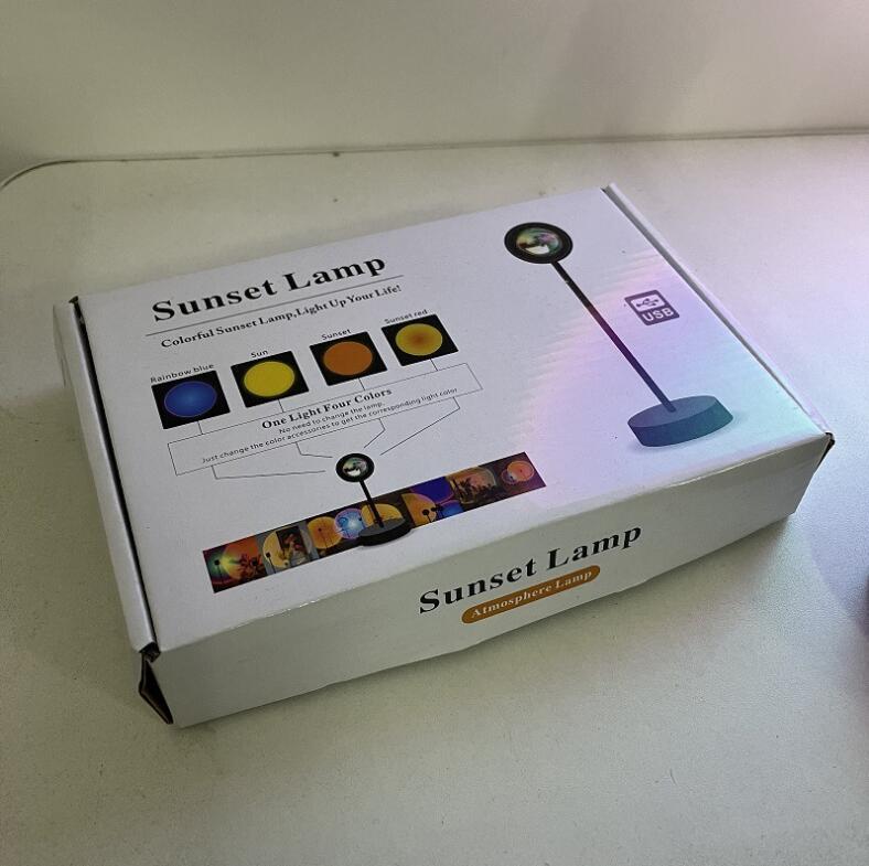 Lampu Matahari Terbenam USB Led Atmosfer Pelangi Lampu Malam Lampu Proyektor Matahari Terbenam Dekorasi Kamar Tidur Latar Belakang Dekorasi Rumah Lampu Warna-warni