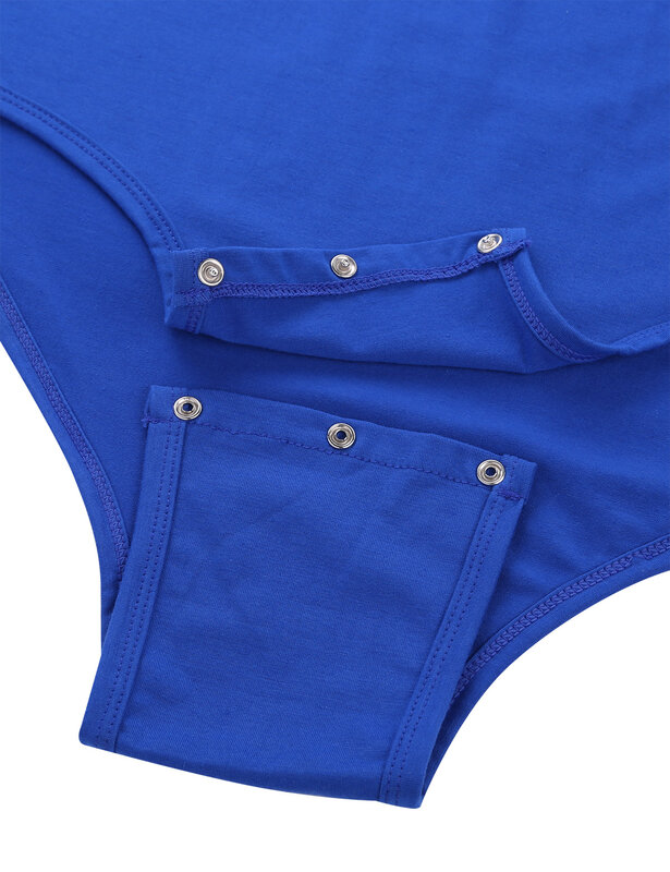 Men Adult Press Crotch T-shirt Bodysuit Sexy Lingerie One Piece Round Neck Short Sleeves Romper Pajamas Underwear Men's Clothing