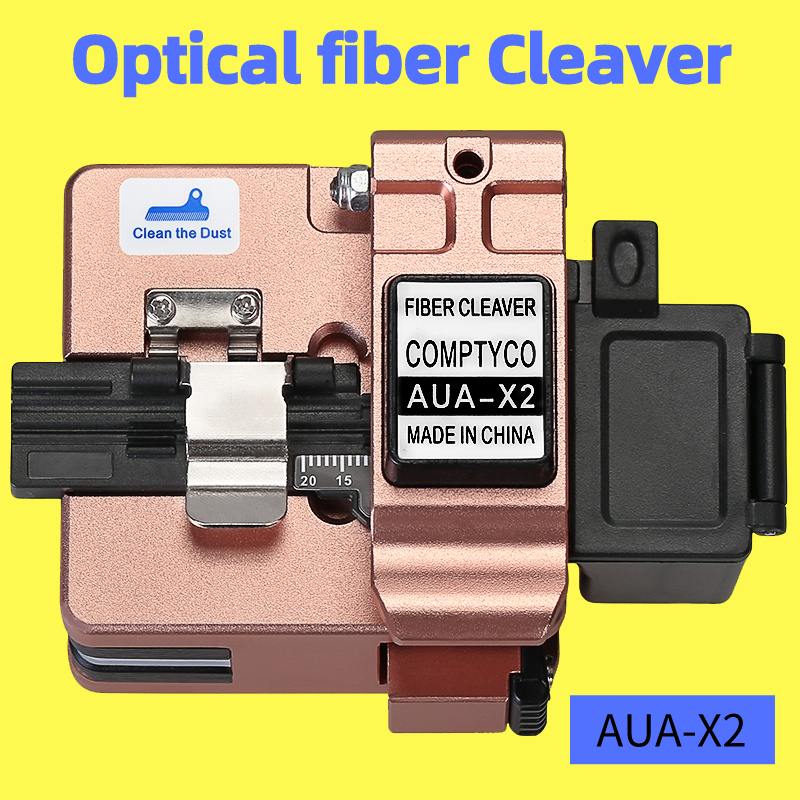 COMPTYCO AUA-X2-cuchilla de fibra de alta precisión con caja de residuos, FTTH, conexión en frío de fibra óptica, cortador de Cable de fusión en caliente, herramientas