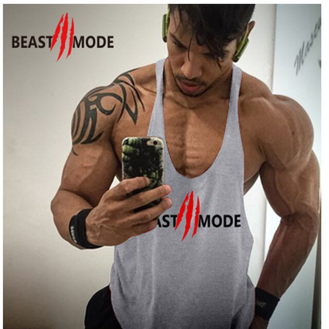Merk Bodybuilding Kleding Fitness Mens Muscle Vest Zomer Letters Print Mouwloos Shirt Sportscholen Stringer Tank Top Mannen Tanktop