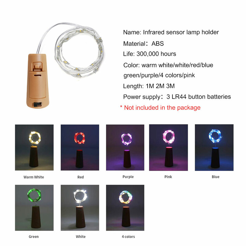 Garland Wine Bottle Fairy String Lights 20 LED Battery Cork Copper Wire String Light For Christmas Party Wedding Decor