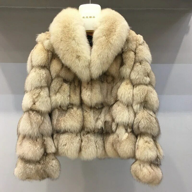 Casaco curto de pele de raposa real feminino, Casaco grosso quente, Casaco de inverno, Roupas da moda, 2022