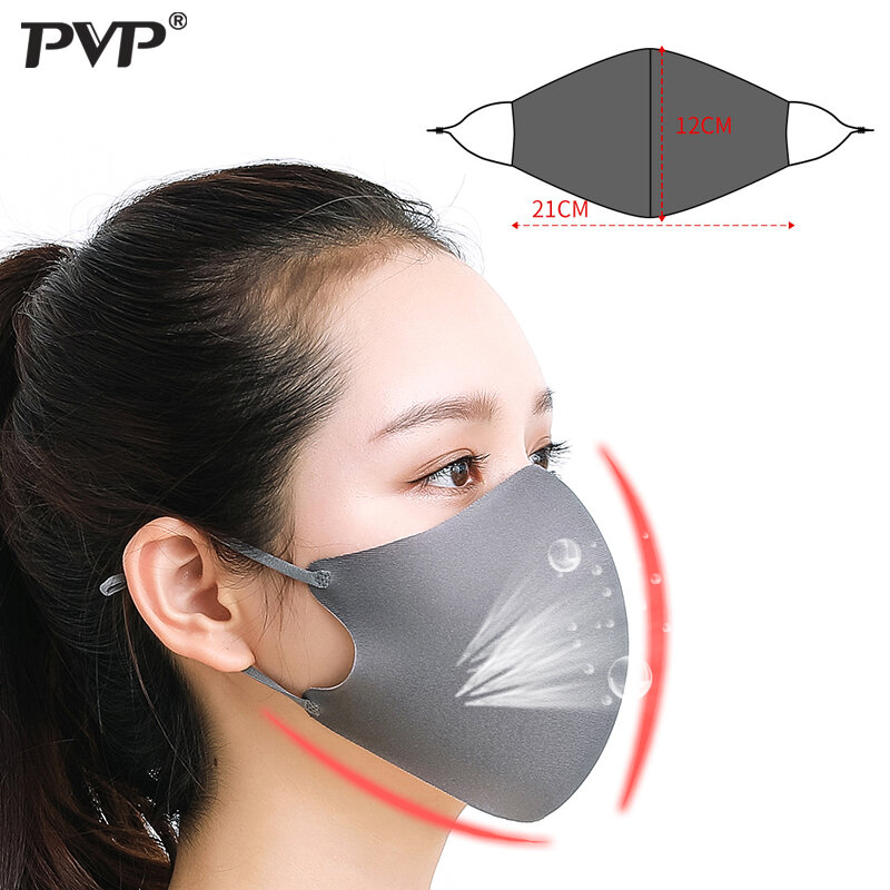PVP 3 uds negro bicapa esponja máscara de la boca contra Haze polvo lavable reutilizable de doble capa a prueba de polvo boca mufla a prueba de viento máscara