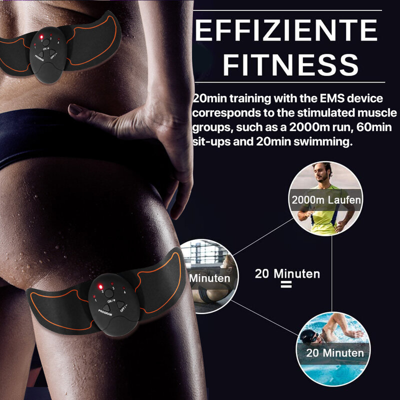 Estimulador muscular eléctrico EMS, aparato gimnasia inalámbrico para glúteos cintura abdominal fitness ABS, masajeador corporal adelgazante