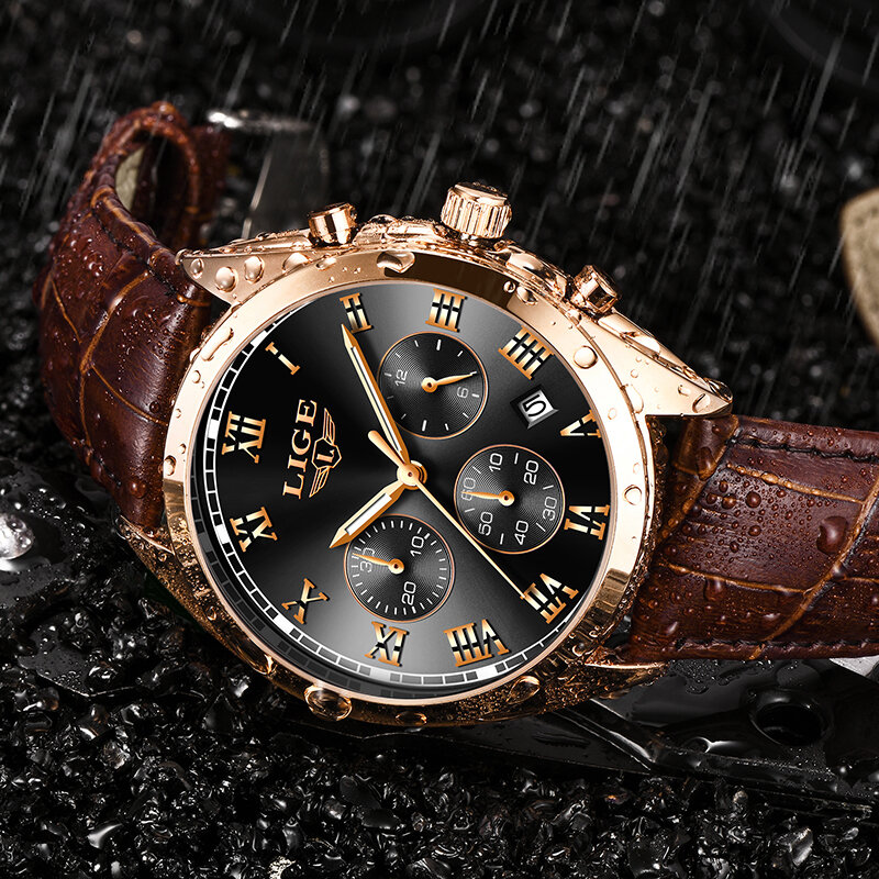 Herren Uhren LIGE Top Marke Luxus männer Mode Business Wasserdichte Quarzuhr Für Männer Casual Leder Uhr Relogio Masculino
