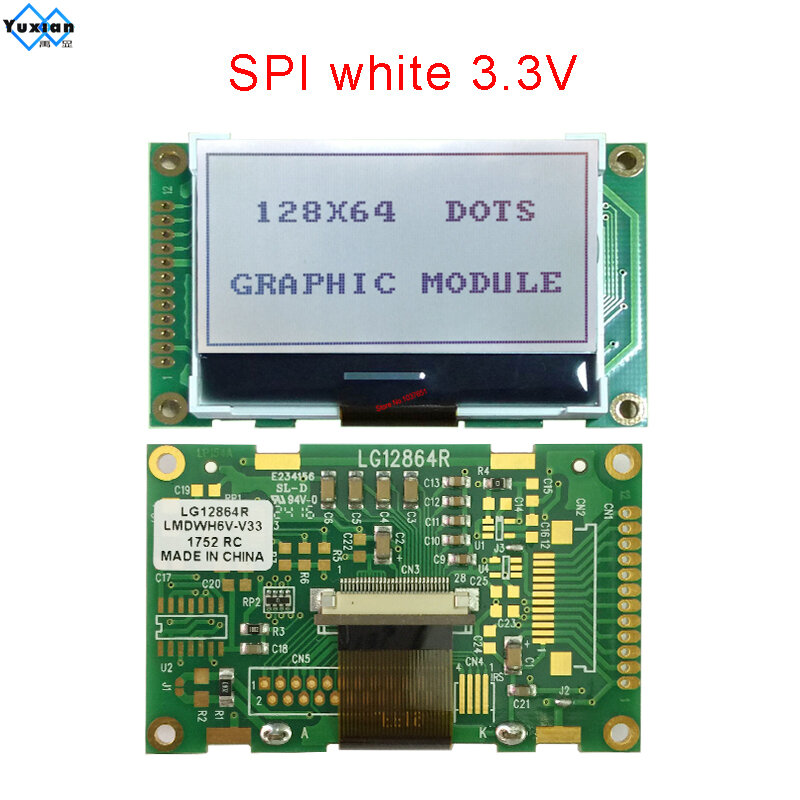 Mini écran LCD de petite taille de bonne qualité, technologie 2 ", 128x64, ST7565P, LGogene64R