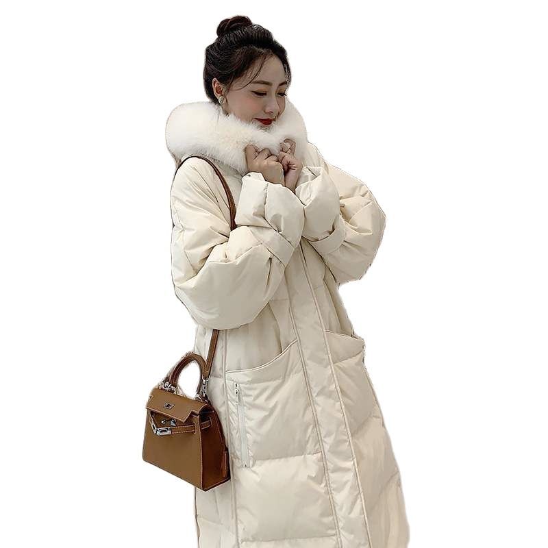 Chaqueta acolchada de plumón para mujer, abrigos cálidos de algodón con cuello de piel, moda coreana, invierno, d48, 2022