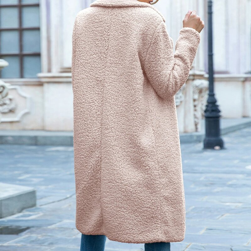 Casaco feminino de lã sintética, plus size, outono inverno, manga comprida, aberto, dianteiro, cardigã, jaqueta, macio, roupa externa