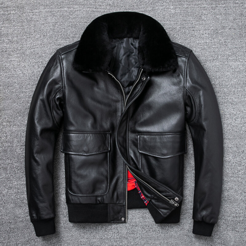男性用の通気性のある牛革のジャケット,靴の力のある革のジャケット,黒,茶色,冬