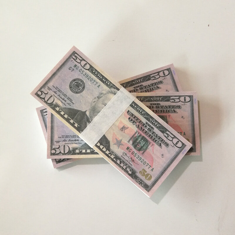 Notas de filme nota 10 20 50 dólar moeda festa dinheiro falso crianças presente brinquedo nota 100us