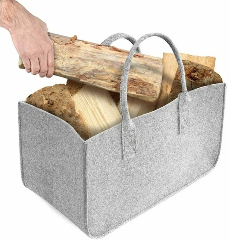 Bolsa de transporte de leña de 18x11x10 pulgadas, bolsa de almacenamiento para chimenea, bolsa de fieltro para adultos, cesta de verduras, artículos diversos