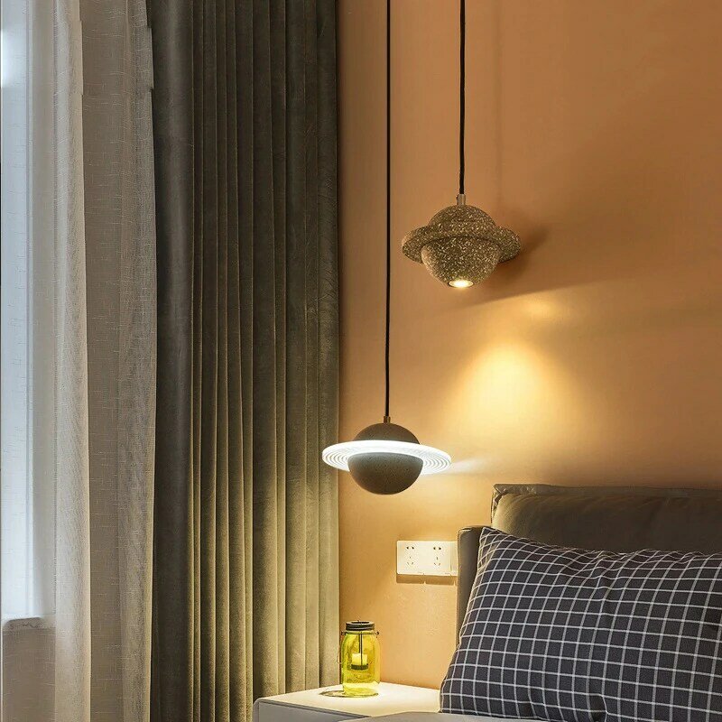 Lámpara LED moderna para decoración del hogar, candelabro de techo con diseño de Planeta de cristal de 2021-110 V para habitación, sala de estar, iluminación artística de cemento, 220