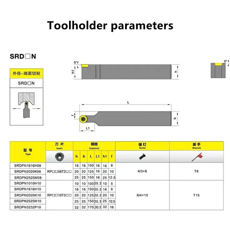 SRDPN1010H10 SRDPN1212H10 SRDPN1616H10 turning tool holder boring bar CNC outer tool holder RPMW1003MO RPMT10T3MO R5 insert