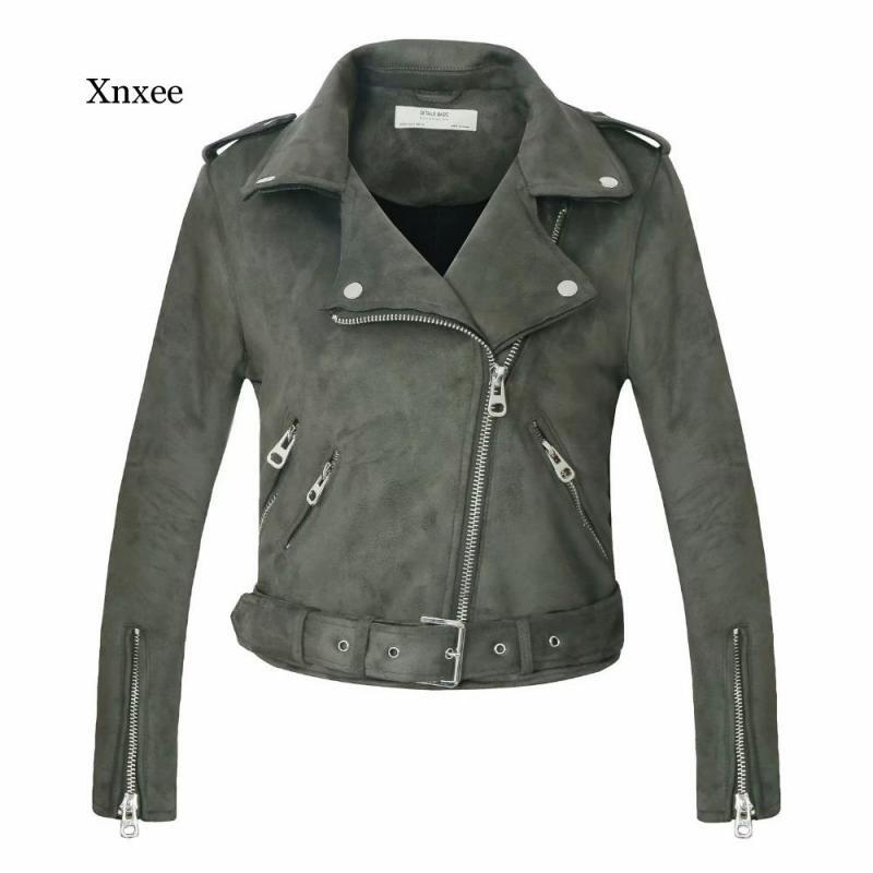 女性のための厚い偽のスエードジャケット2020,フェイクレザーのジャケット,ジッパー付きのマットなオートバイのコート