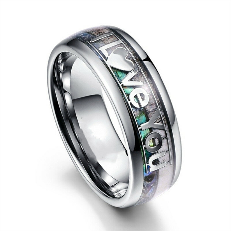 FDLK Wood Inlay Arrow e Shell Ring para homens, anel de metal duro, presente da jóia do casamento, moda luxuosa, estilo 24, 8mm