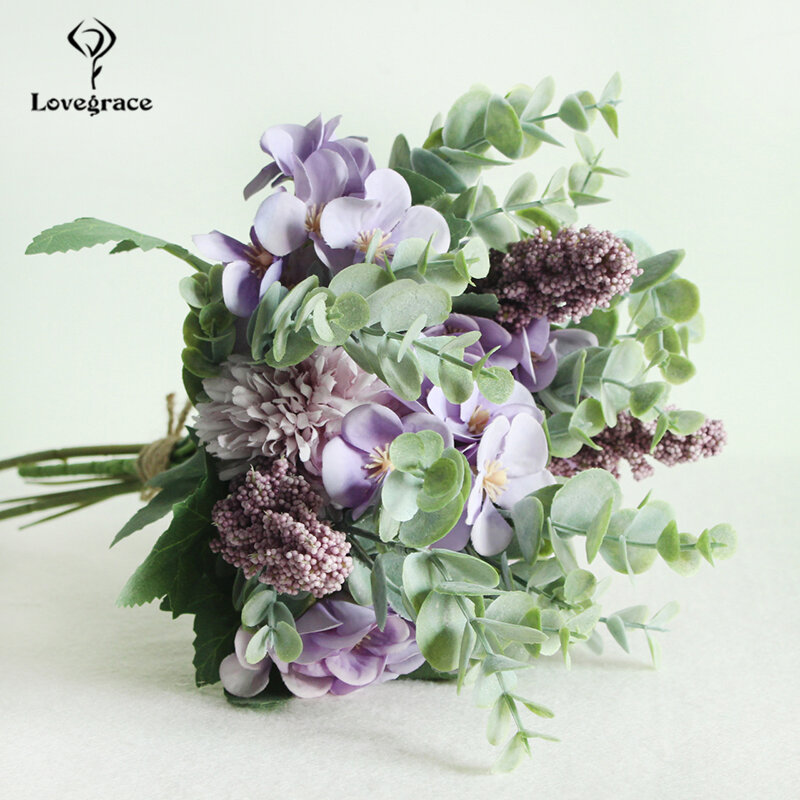 Lovegrace-flores artificiais em tecido, rosas e outras ocasiões, buquê para casamento, para casa ou hotel, flores decorativas