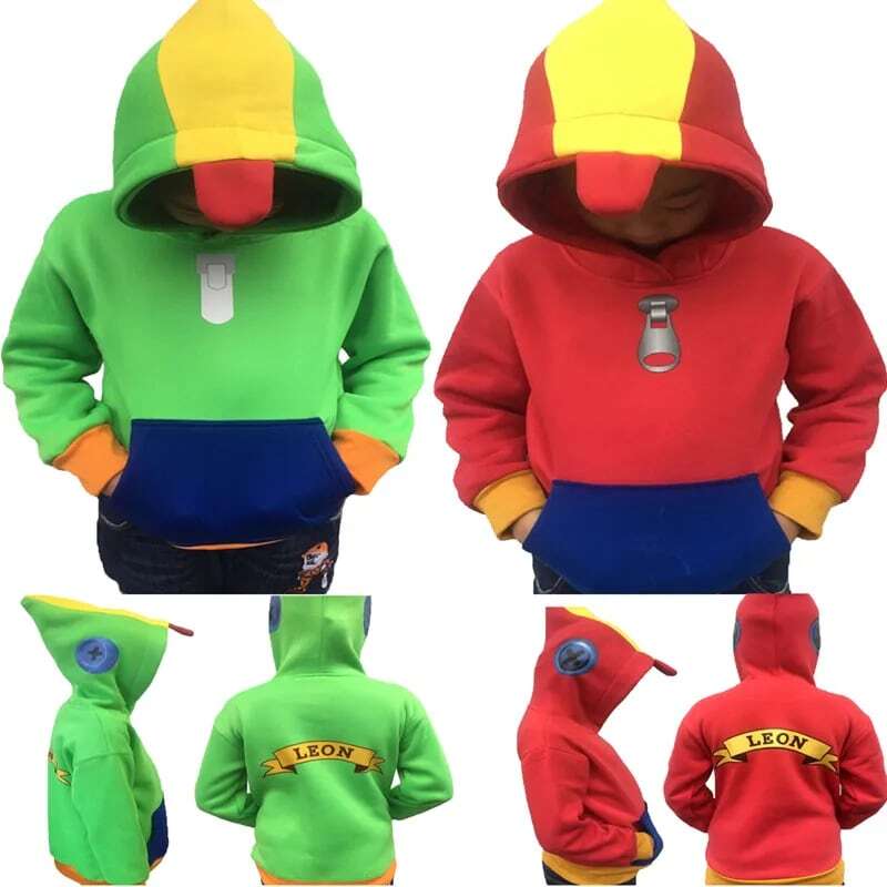 Leon crianças hoodie roupas de inverno brawls estrelas pulôver com capuz moletom meninos jogo quente cosplay casaco roupas lã topos verde vermelho