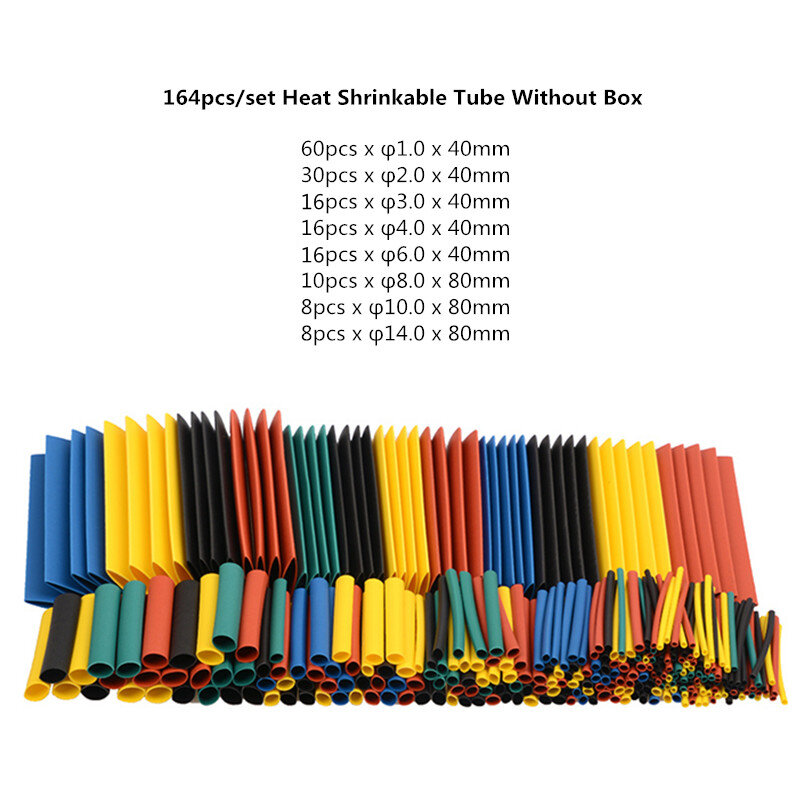 164 sztuk rurka termokurczliwa zestaw kurczący różne poliolefinowe rękawy izolacyjne przewód termokurczliwy kabel 8 rozmiary 2:1 s