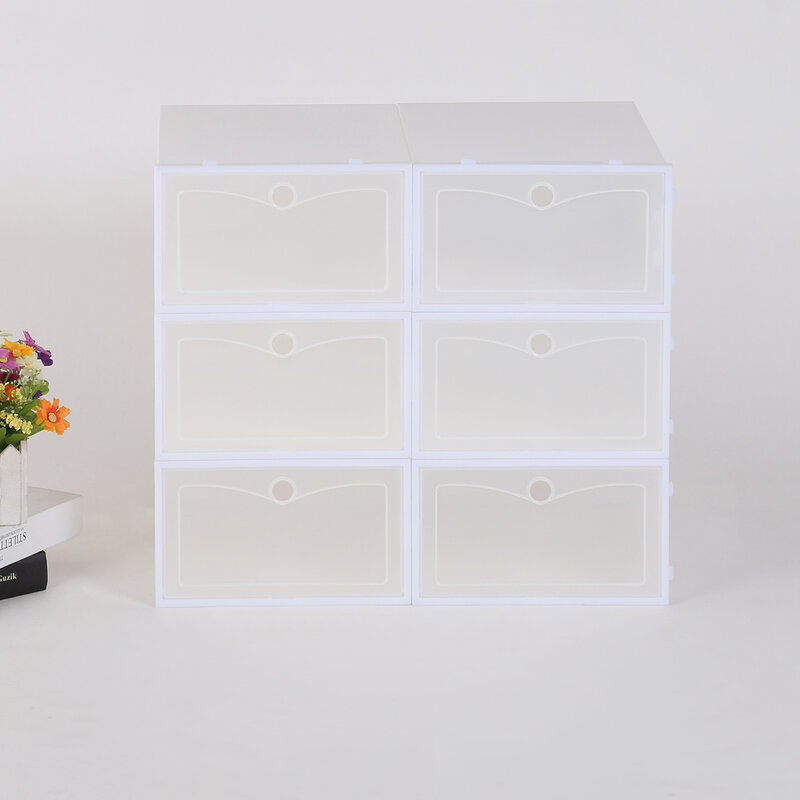 Caja de plástico transparente con tapa gruesa para zapatos, caja de almacenamiento para zapatos, organizador, 6 unidades