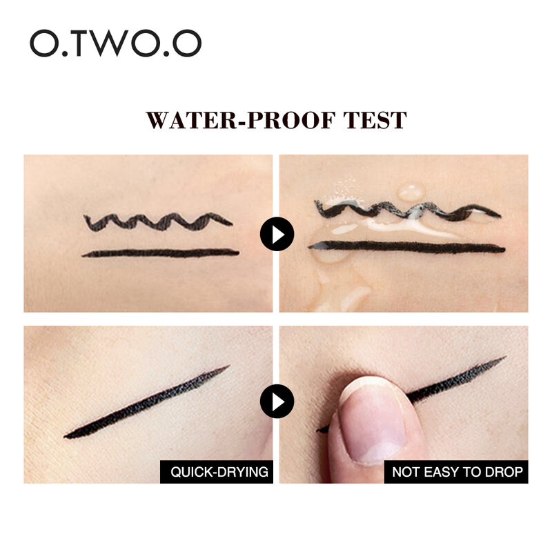 O.TW O.O-delineador de ojos líquido negro, resistente al agua, secado rápido, doble punta, maquillaje para mujeres