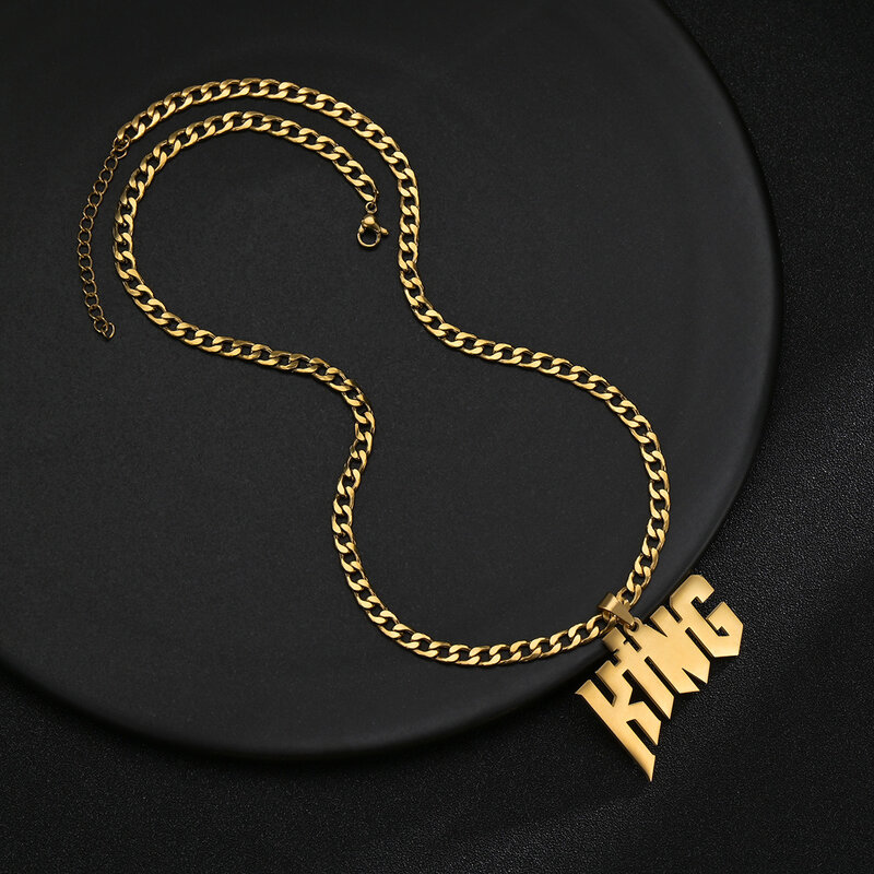 Nome personalizzato collana pendente colore oro personalizzato acciaio inossidabile 7mm largo catena spessa gioielli per le donne regali di natale