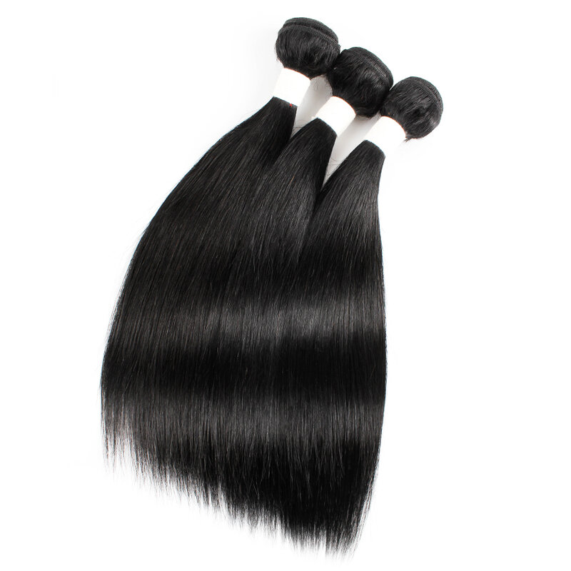 Kisshair-mechones de cabello humano precoloreados, extensión de cabello humano peruano Remy, color negro azabache, trama recta, 3 uds./lote