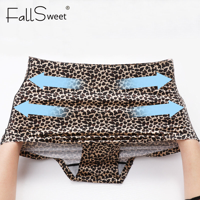 FallSweet ไม่มีรอยต่อเสือดาวกางเกงสูงเอวพลัสขนาดชุดชั้นในสตรีเซ็กซี่กางเกง M ถึง XXL